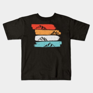 hiking design with mountain silhouettes Kids T-Shirt